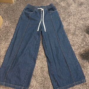 Universal Thread Wide Leg Drawstring Dark Blue Jeans